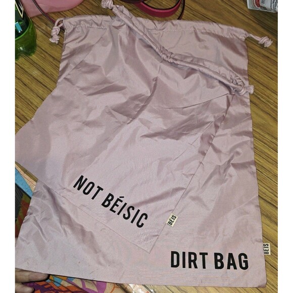 BEIS Cosmetic Zip Around Black Case & 2 Pink Travel Drawstring Logo Hotel Bags - Picture 10 of 16